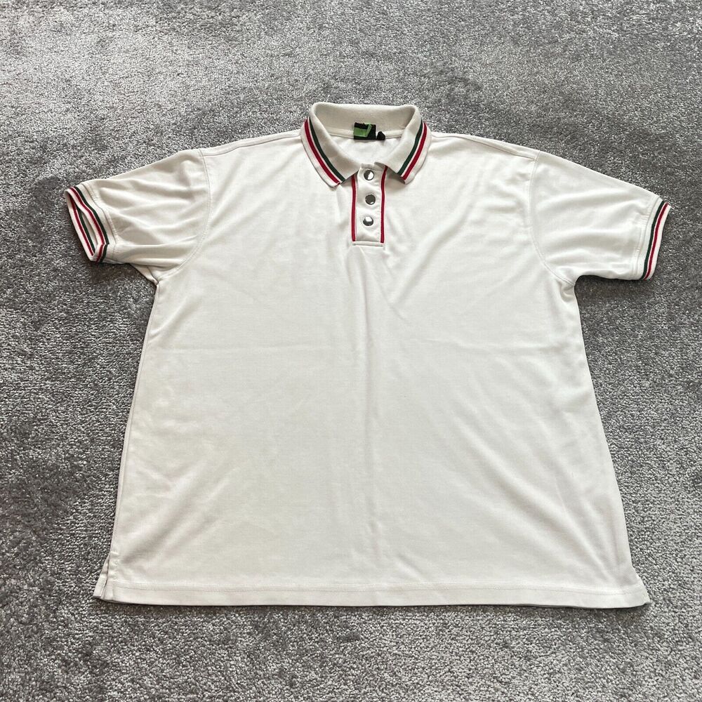 Franky Max Polo Shirt Mens XL White Collared Rugby Golf Solid Preppy Red Trim
